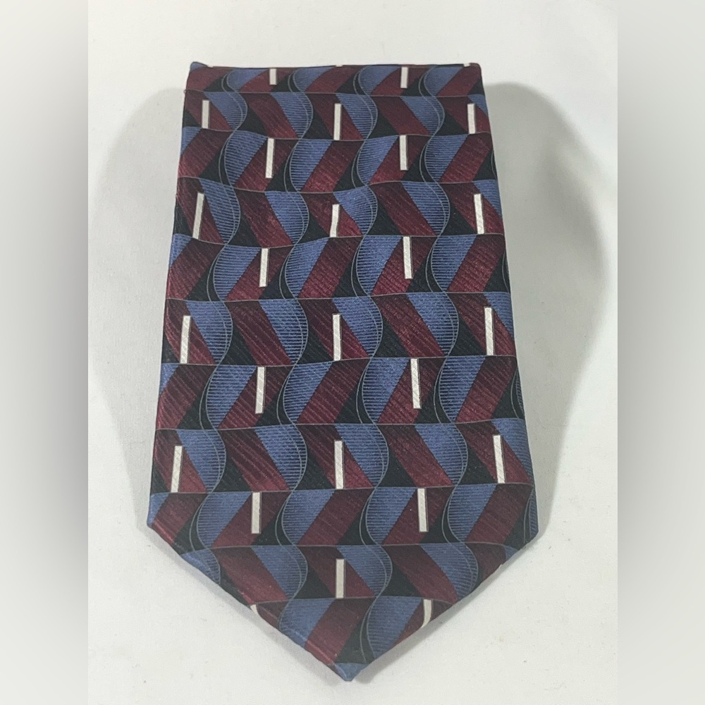 ANTONIA COLLECTION HAND MADE 100% SILK MENS 4” TIE GEOMETRIC PATTERN‎ MULTICOLOR